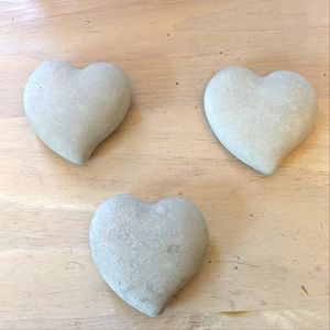 Three Handmade Cement Hearts